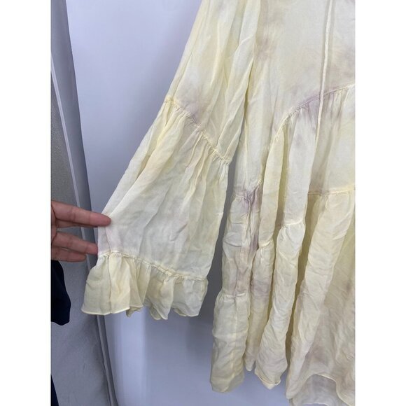 Young Fabulous & Broke Bell Sleeve V-Neck Tie Dye Tunic/DRESS SEMI SHEER SIZE  S - Picture 2 of 4